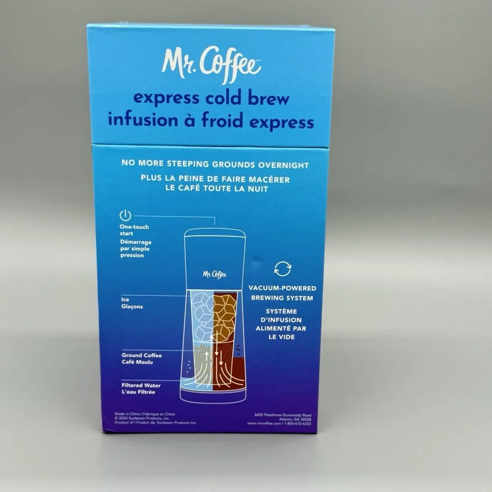 Mr. Coffee Express Cold Brew Maker‎ Gray 13oz Cordless Portable Fast 10 Min NEW